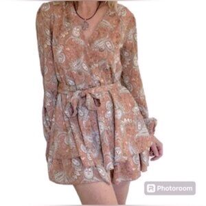 Inspired Hearts Romper Skort NEW Size Small Paisley Floral Belt Whimsy Cottage